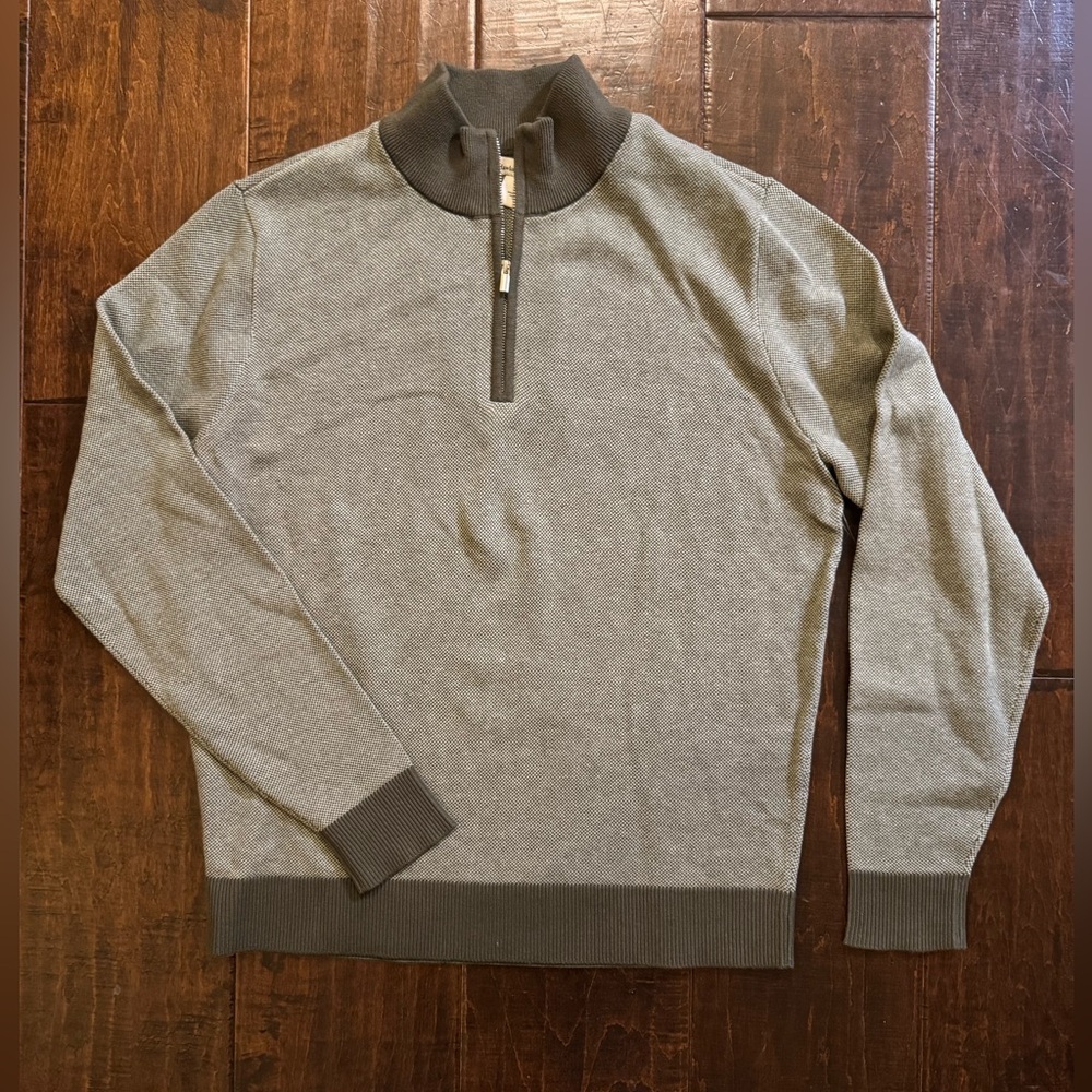 Hawker Rye Heathered Tuck Stitch 1/4 Zip Sweater Size Medium Green - Picture 4 of 6